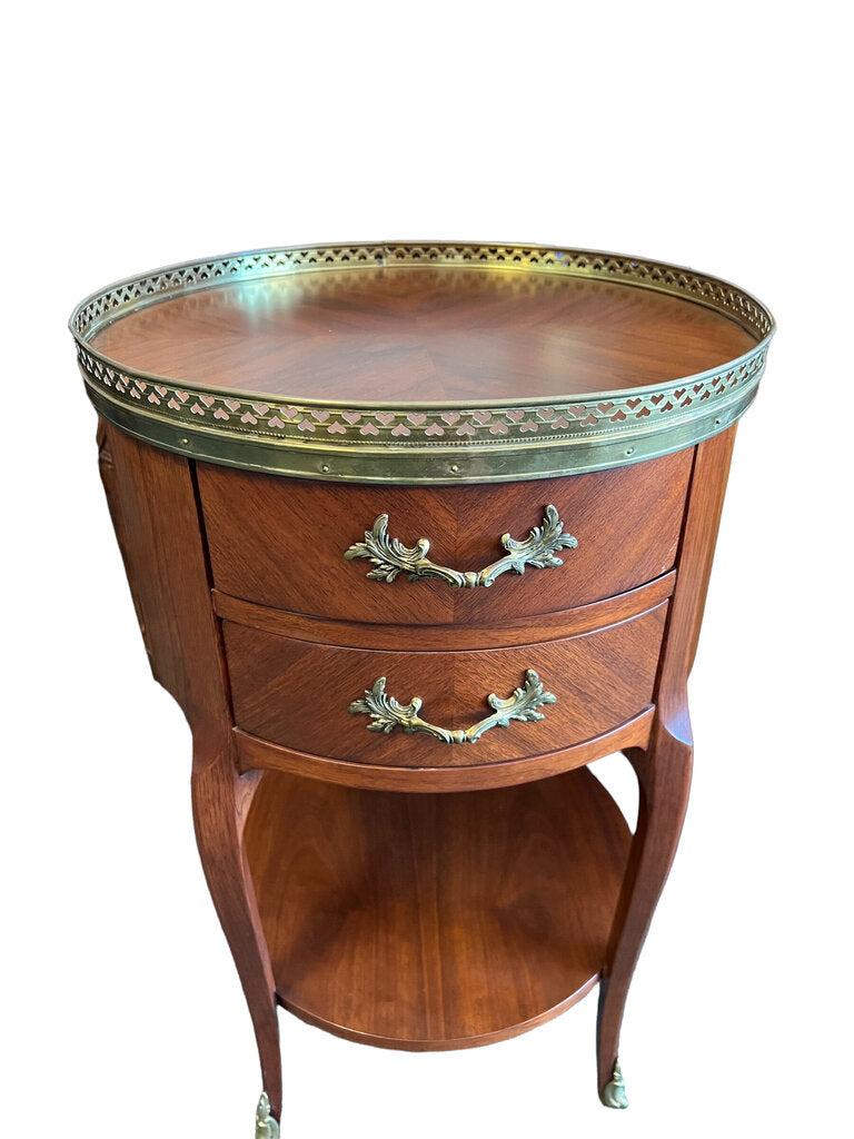 Baker Round Louis IV Table with Brass Gallery