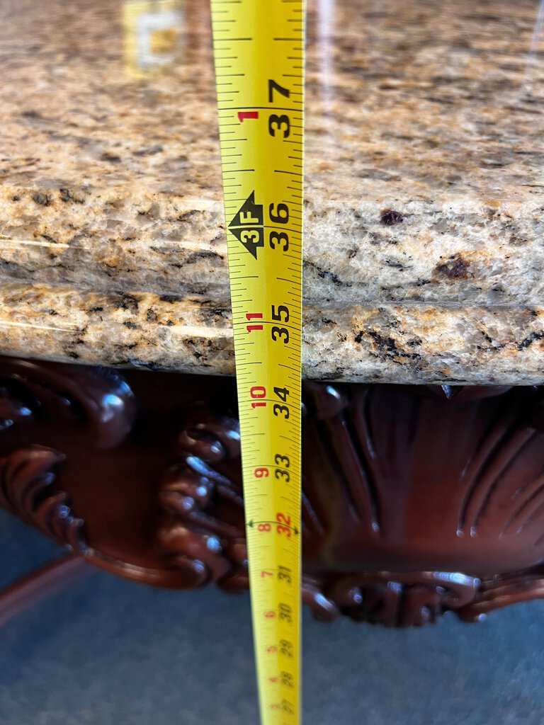 Marble-Top Heavily Carved Hall Table