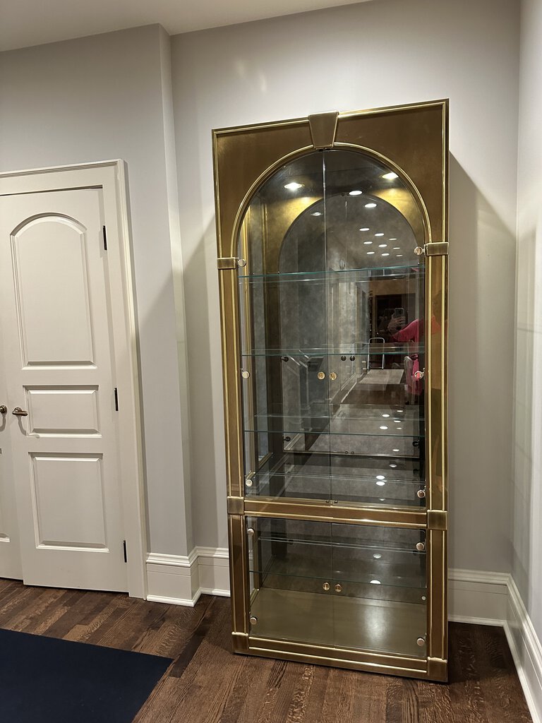 Beautiful Gold/Brass Display Case, Likely Baker Furniture