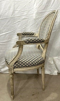 VERY RARE! Pair of Louis XVI Period Painted Fauteuils with Hand Needlepoint Upholstery, France Circa 1770