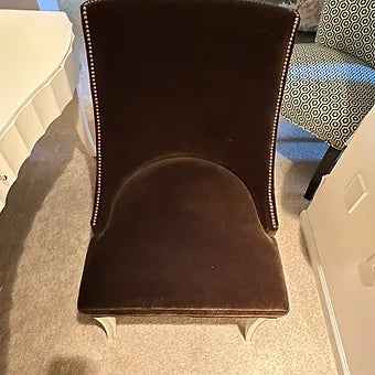 Brown Mohair Armless Desk/Dining Chair