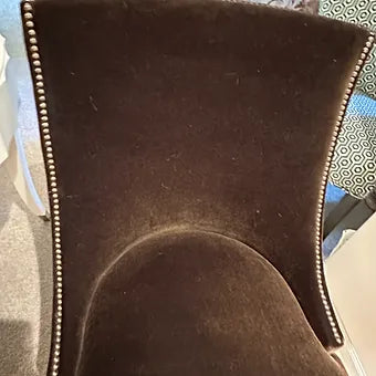 Brown Mohair Armless Desk/Dining Chair