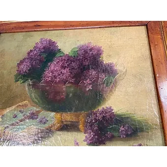 Lilac's of the Fields Vintage Oil Painting by Trevor Jank
