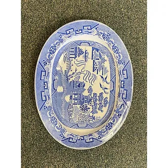 Oversized English Blue Willow Platter