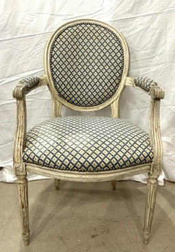 VERY RARE! Pair of Louis XVI Period Painted Fauteuils with Hand Needlepoint Upholstery, France Circa 1770