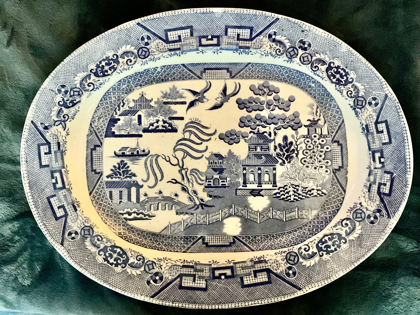 Oversized English Blue Willow Platter