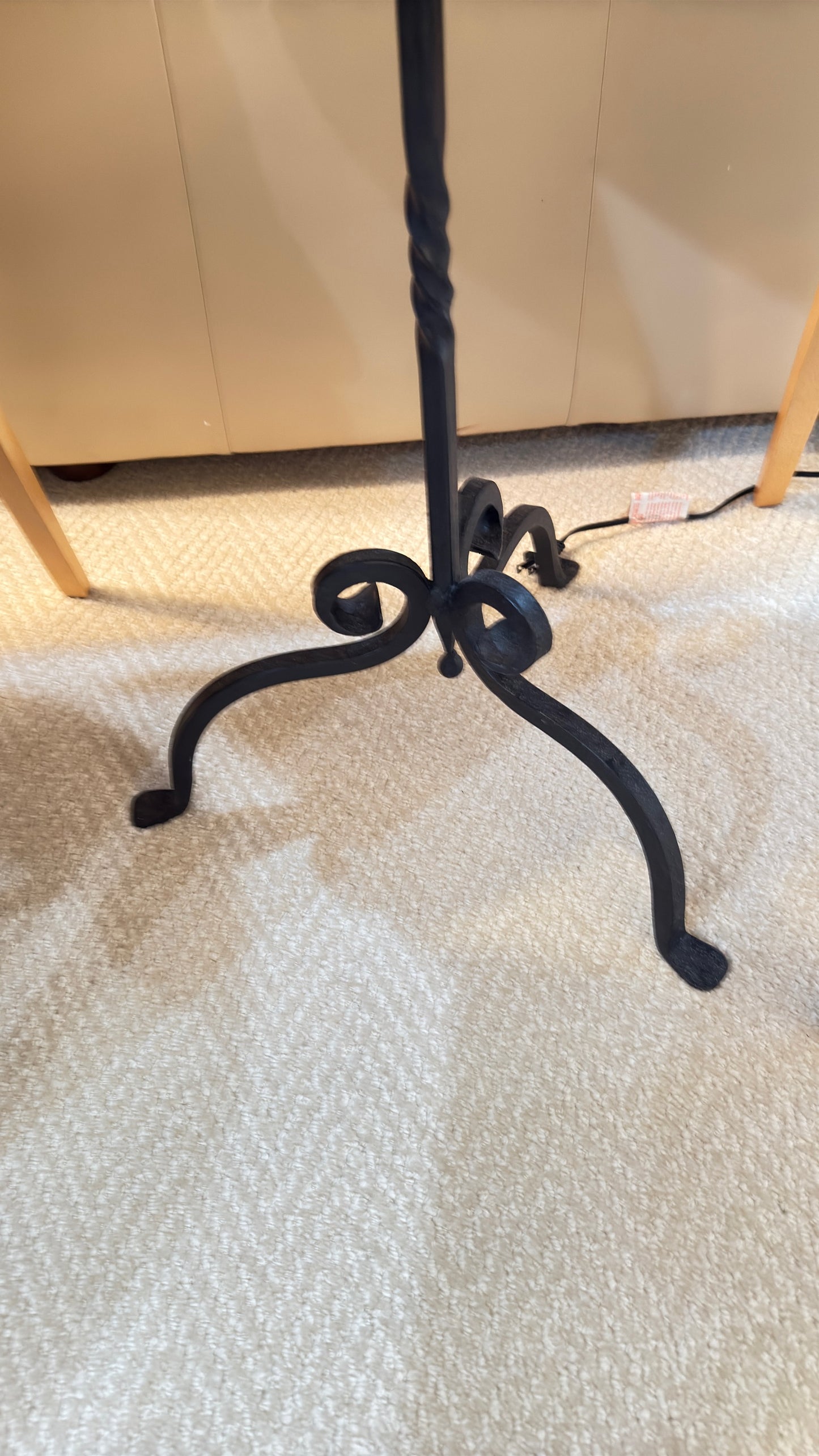 Small Round Black Metal Table with Stone Top