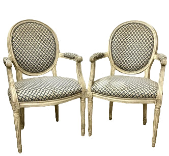 VERY RARE! Pair of Louis XVI Period Painted Fauteuils with Hand Needlepoint Upholstery, France Circa 1770