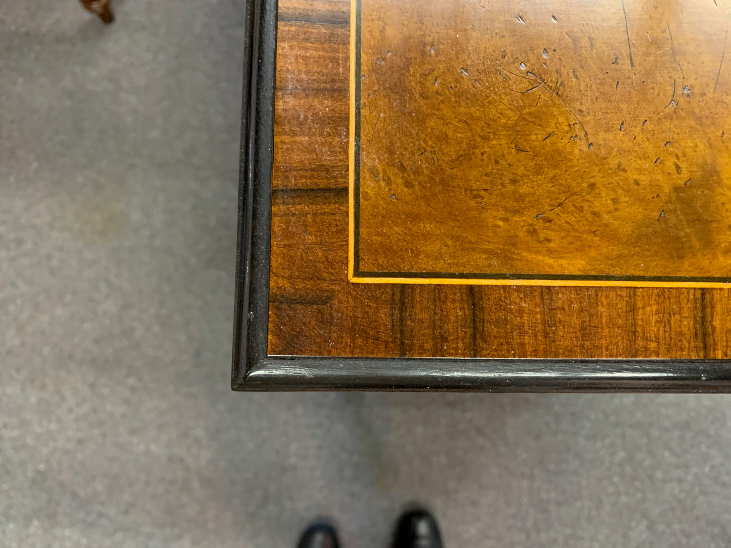 Italian Burled Wood and Black Triple Shelf