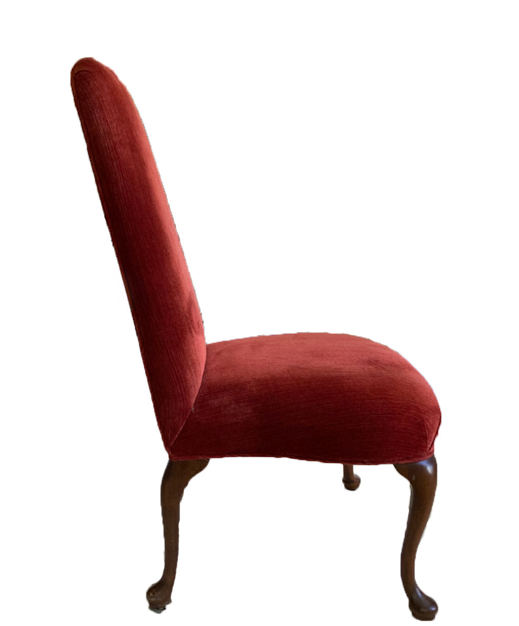Set of 10 Queen Anne Style Dining Chairs, Velvet by Charles Stewart Company