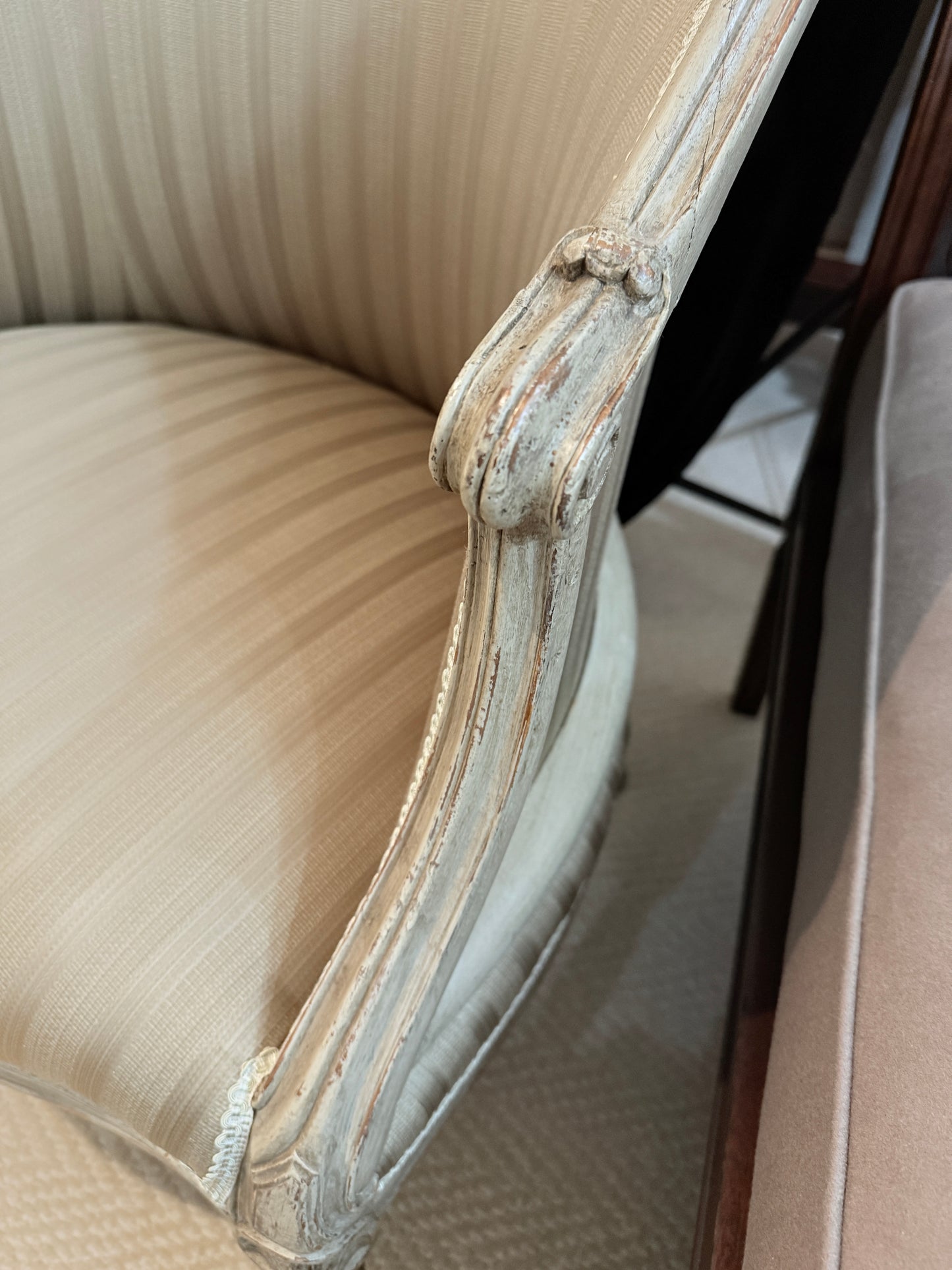 Pair of 18th Century George III Carved Bergère Chairs – Circa 1770