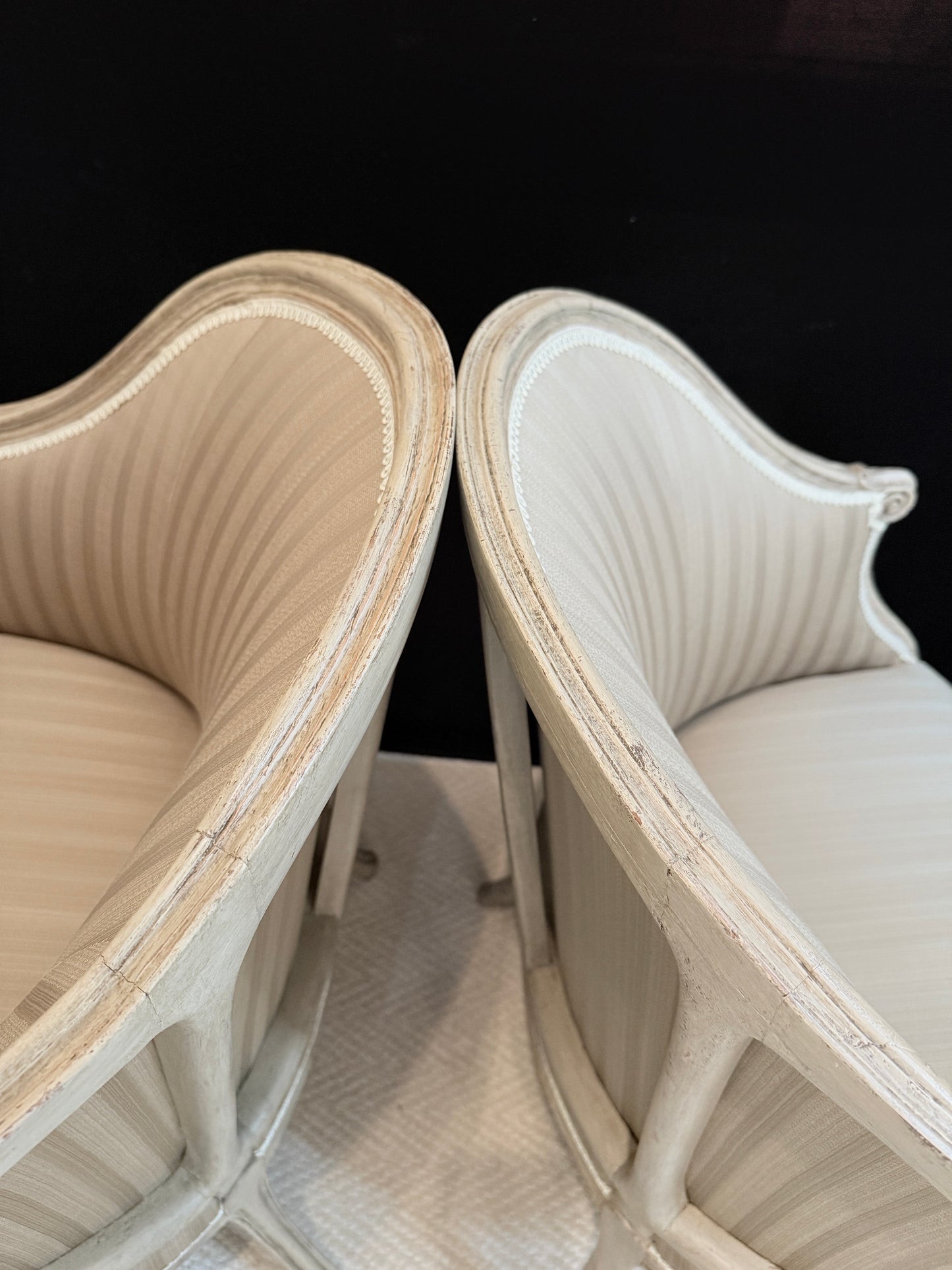Pair of 18th Century George III Carved Bergère Chairs – Circa 1770