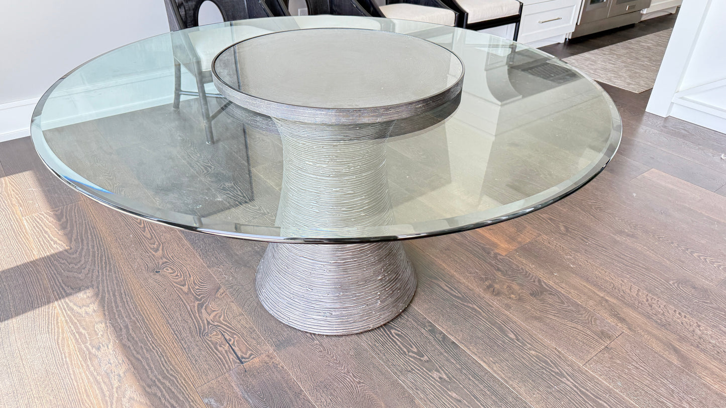 Katoucha 60" Round Table with Lazy Susan - Bronze, by Baker Furniture