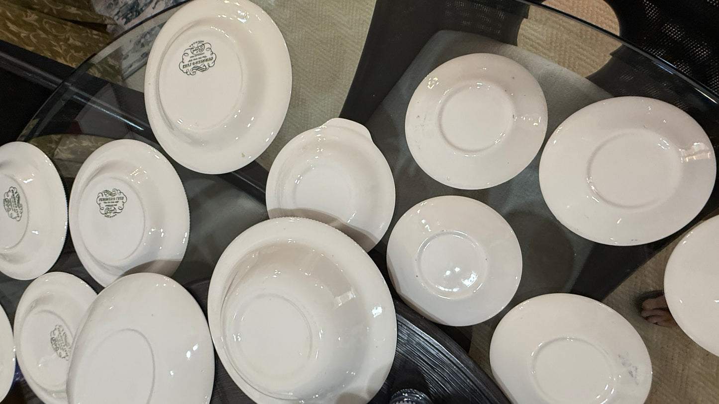 Large Collection of Currier & Ives Vintage Dish Set, With Glasses
