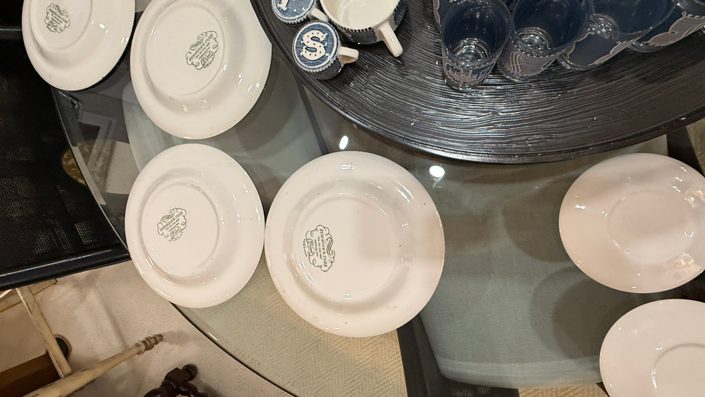 Large Collection of Currier & Ives Vintage Dish Set, With Glasses