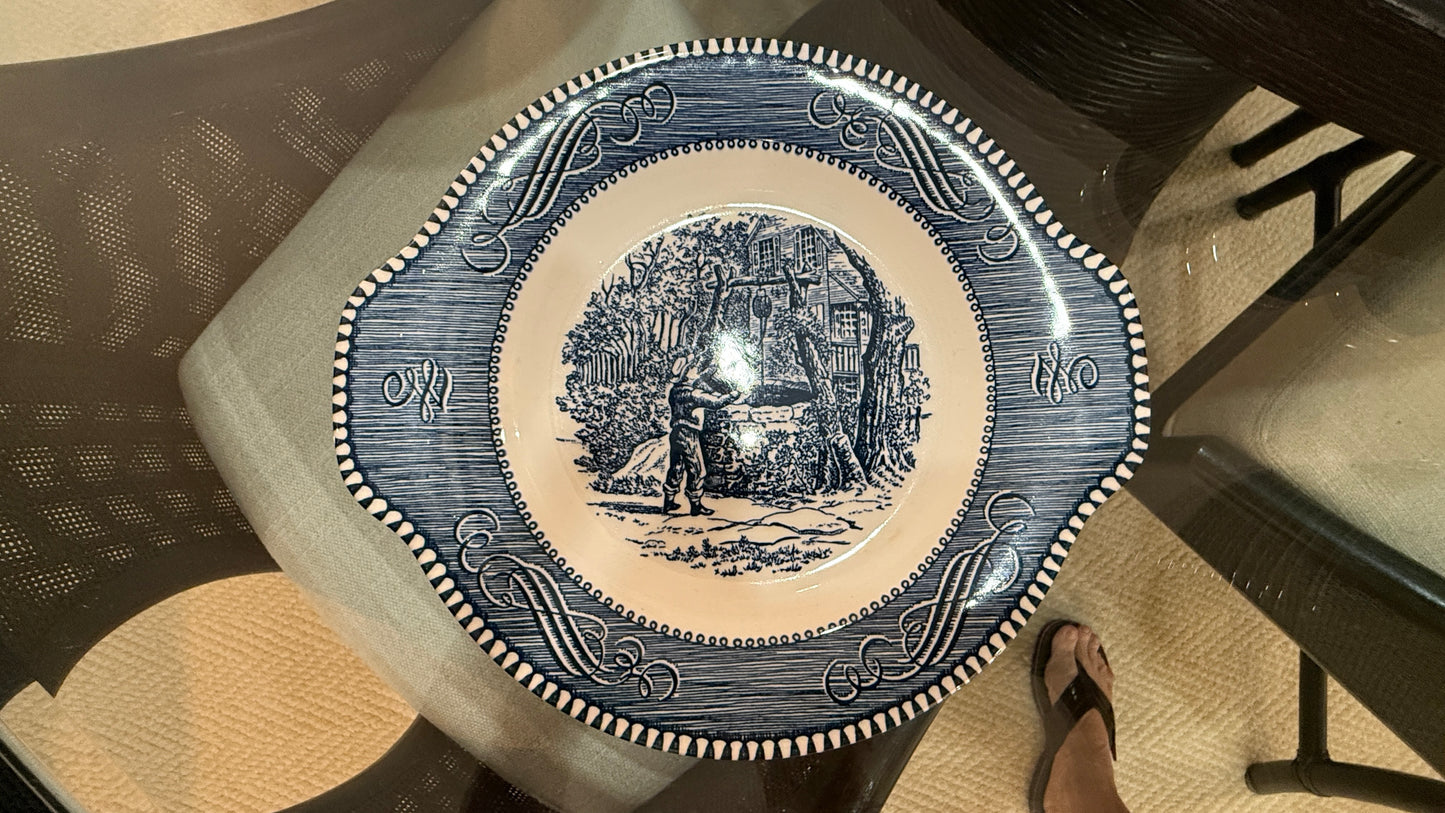Large Collection of Currier & Ives Vintage Dish Set, With Glasses