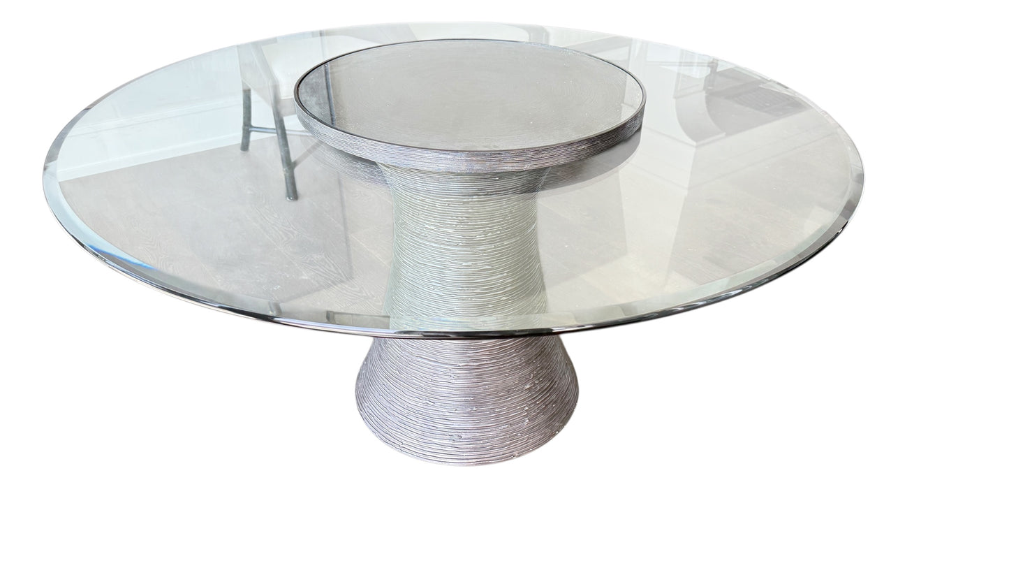 Katoucha 60" Round Table with Lazy Susan - Bronze, by Baker Furniture