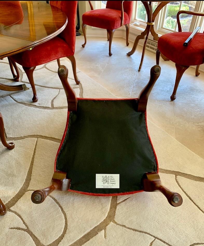 Set of 10 Queen Anne Style Dining Chairs, Velvet by Charles Stewart Company