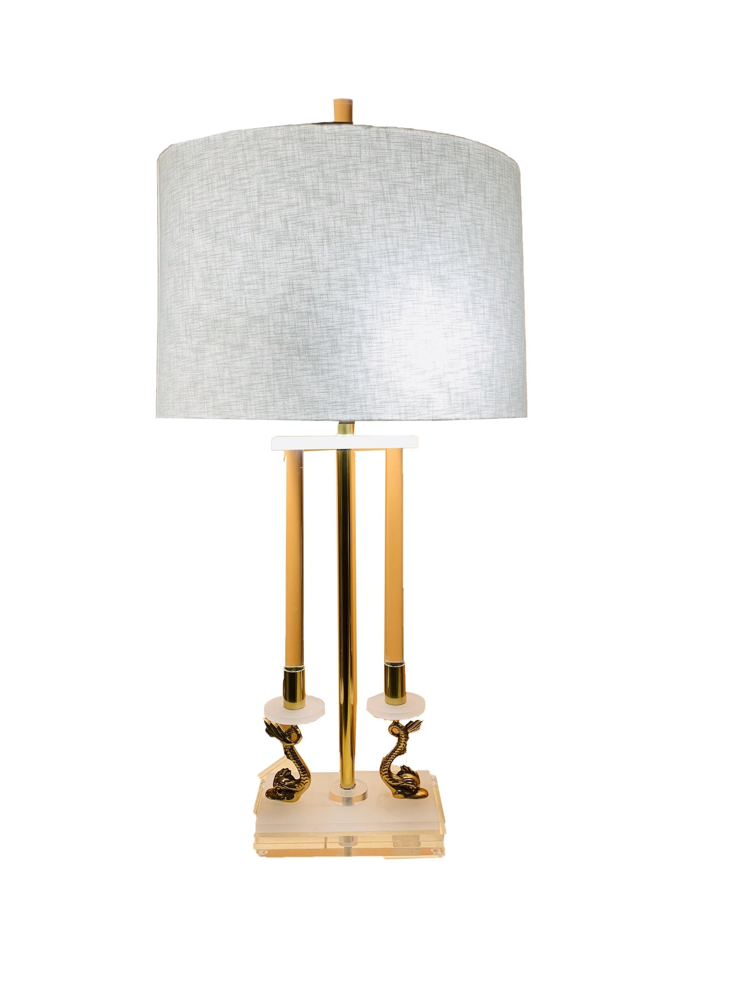 Neoclassical Lucite and Brass Lamp with Koi Fish - Grand Expressions Gallery and Home Store