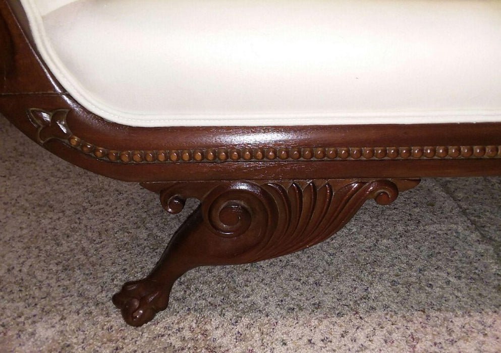 1920s Vintage Empire Tall Back Mahogany Wood Loveseat