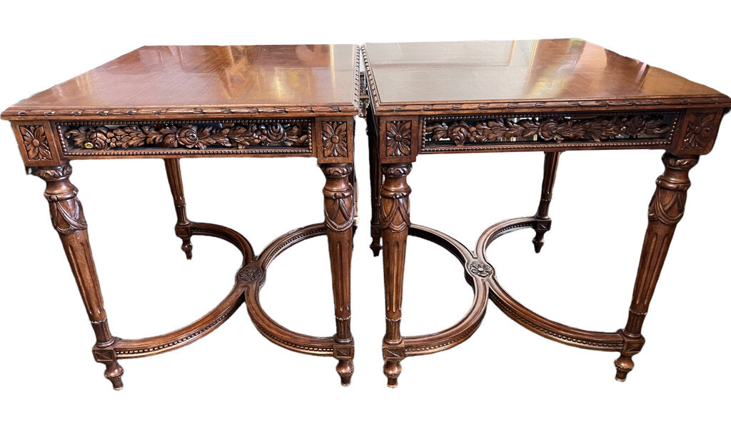 Gorgeous Heavily Carved Traditional End Tables
