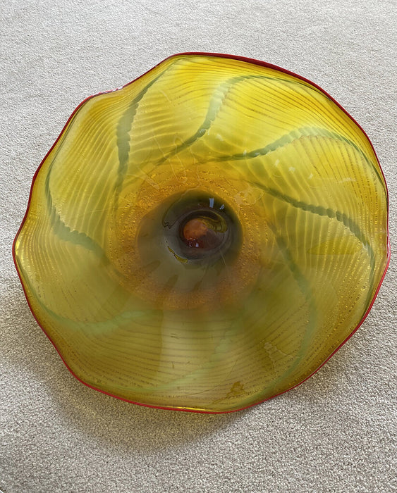 Yellow Italian Murano Blown-Glass Waved Bowl - Extra Large