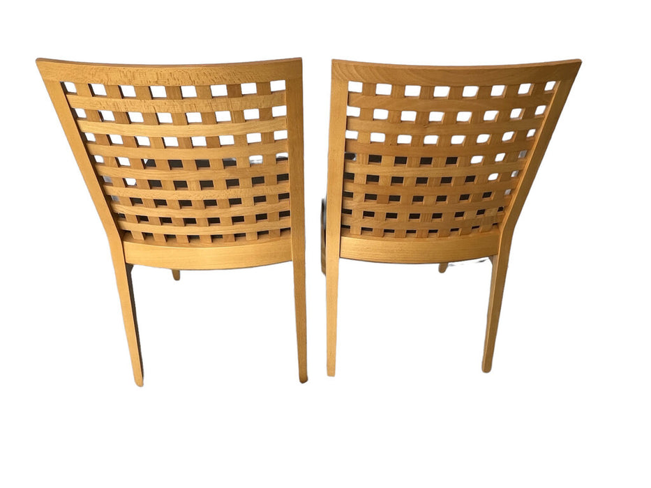 Bernhardt Wood Woven-Back Dining Chairs - Set of 2