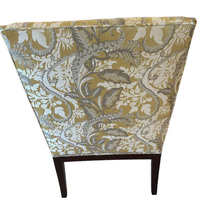 Yellow, Grey, and White Floral Accent Chairs with Wood Trim by Kindel Furniture