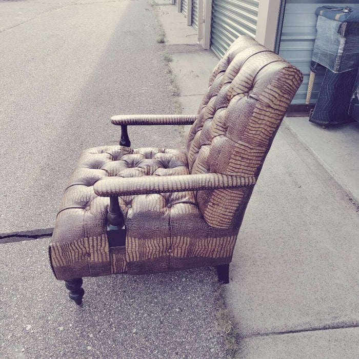 GARLAND TUFTED CUSTOM Gator LEATHER CHAIR (2 AVAILABLE)