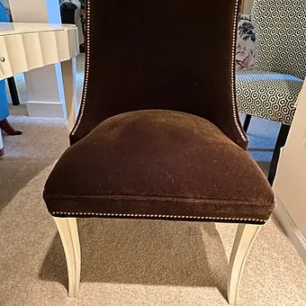 Brown Mohair Armless Desk/Dining Chair