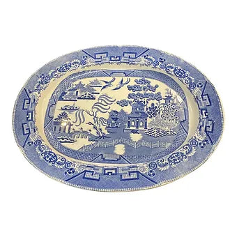 Oversized English Blue Willow Platter