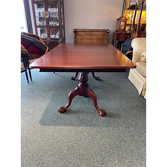 Mahogany Chippendale Style Vintage Dining Table (No Leaves)