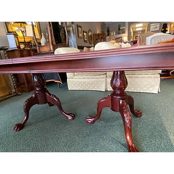 Mahogany Chippendale Style Vintage Dining Table (No Leaves)