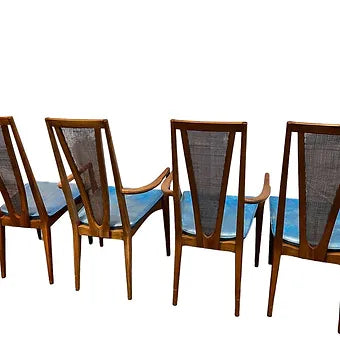 Set of 4 MCM A. Sibau Caned Back Dining Chairs of Italy