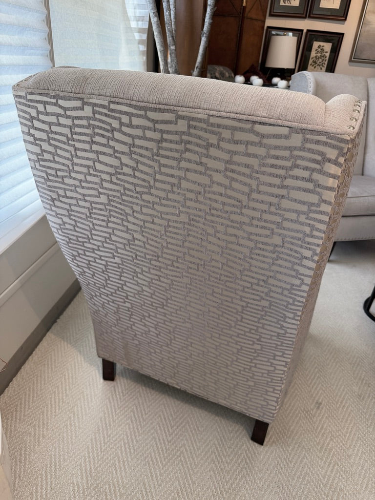 Silver and Grey Wing-back Chair by Sam Moore