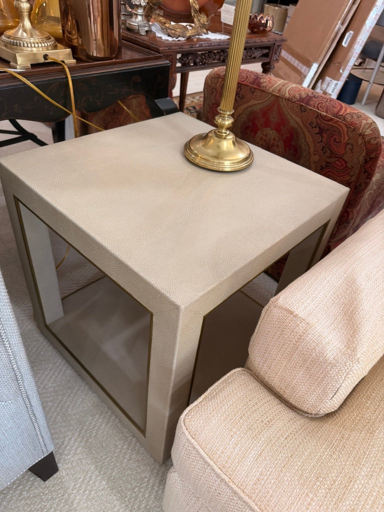 Leather Covered End Tables, Set of 2