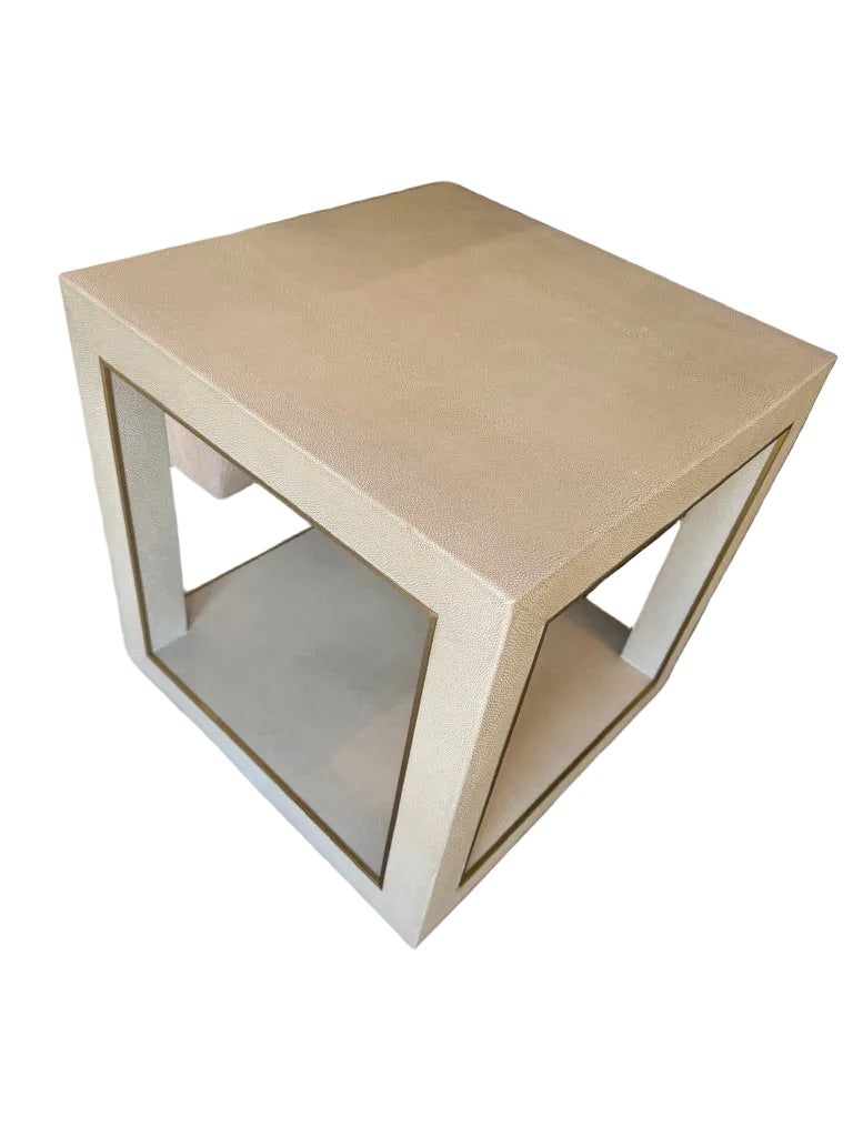 Leather Covered End Tables, Set of 2