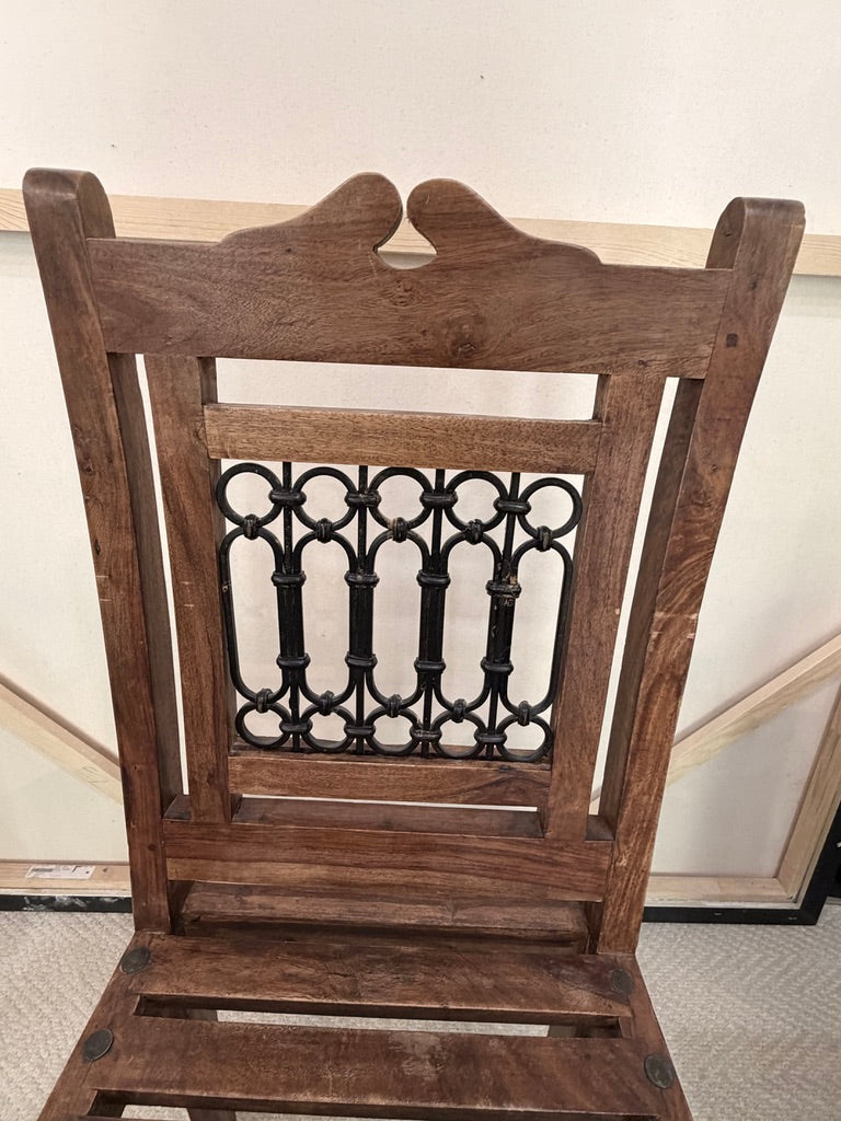 Sheesham High Back Ironwork Dining Chair