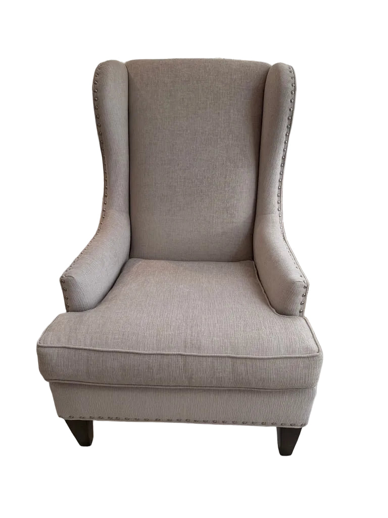 Silver and Grey Wing-back Chair by Sam Moore