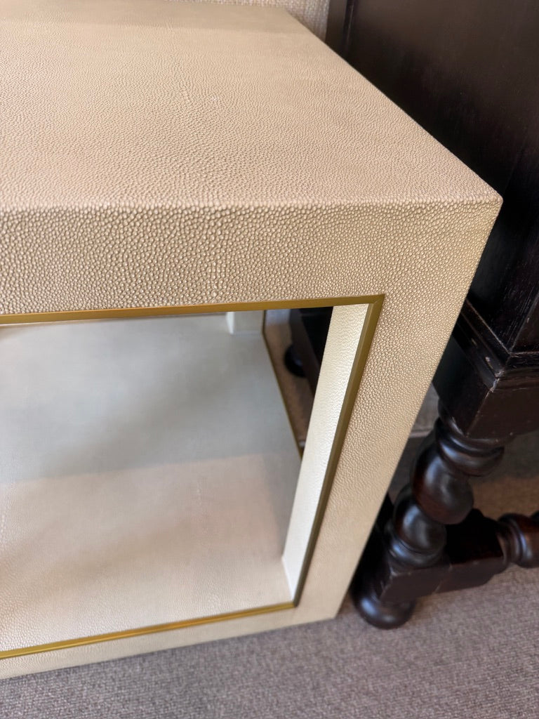 Leather Covered End Tables, Set of 2