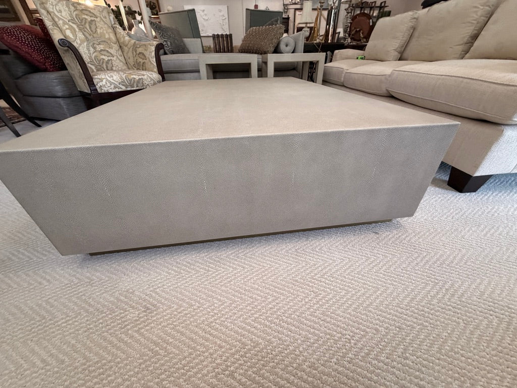 Over-Sized Leather Covered Coffee Table