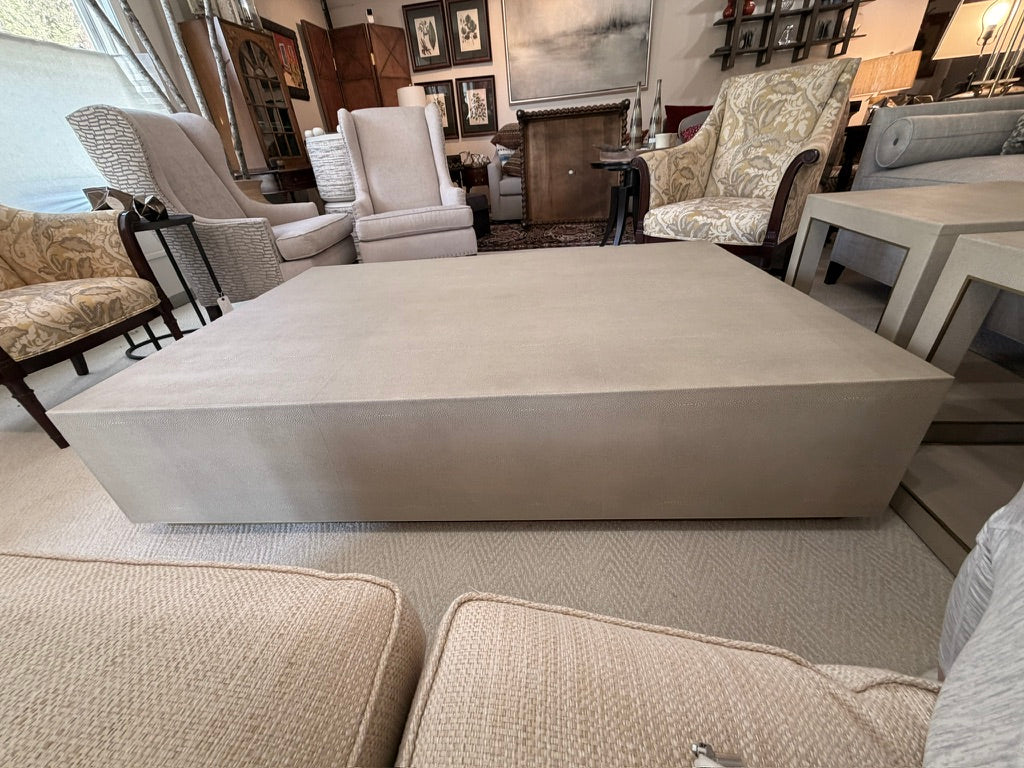 Over-Sized Leather Covered Coffee Table