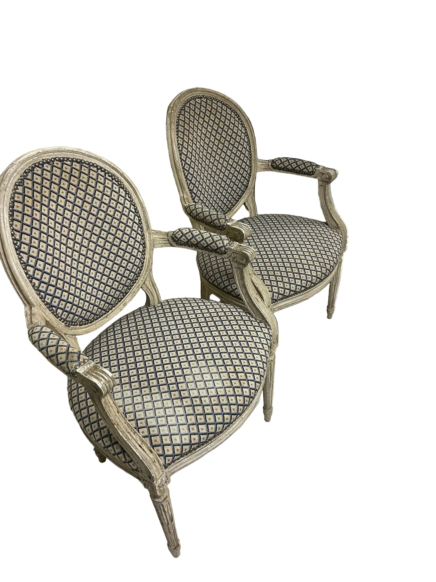 Pair of Louis XVI Period Painted Fauteuils With Hand Needlepoint Upholstery, France Circa 1770