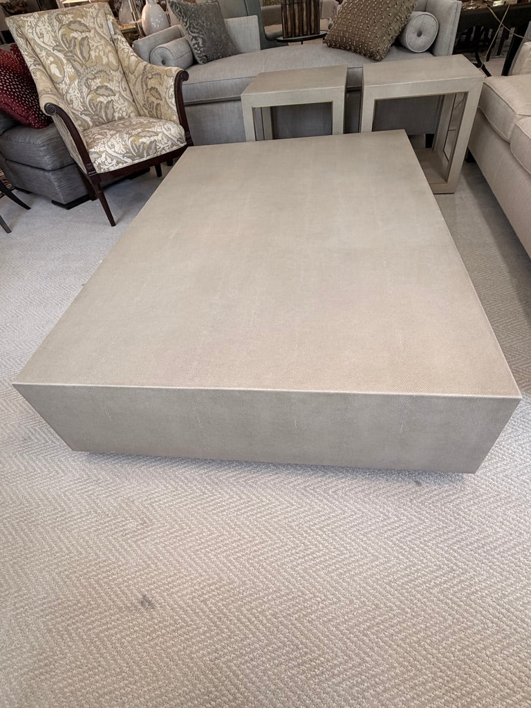 Over-Sized Leather Covered Coffee Table