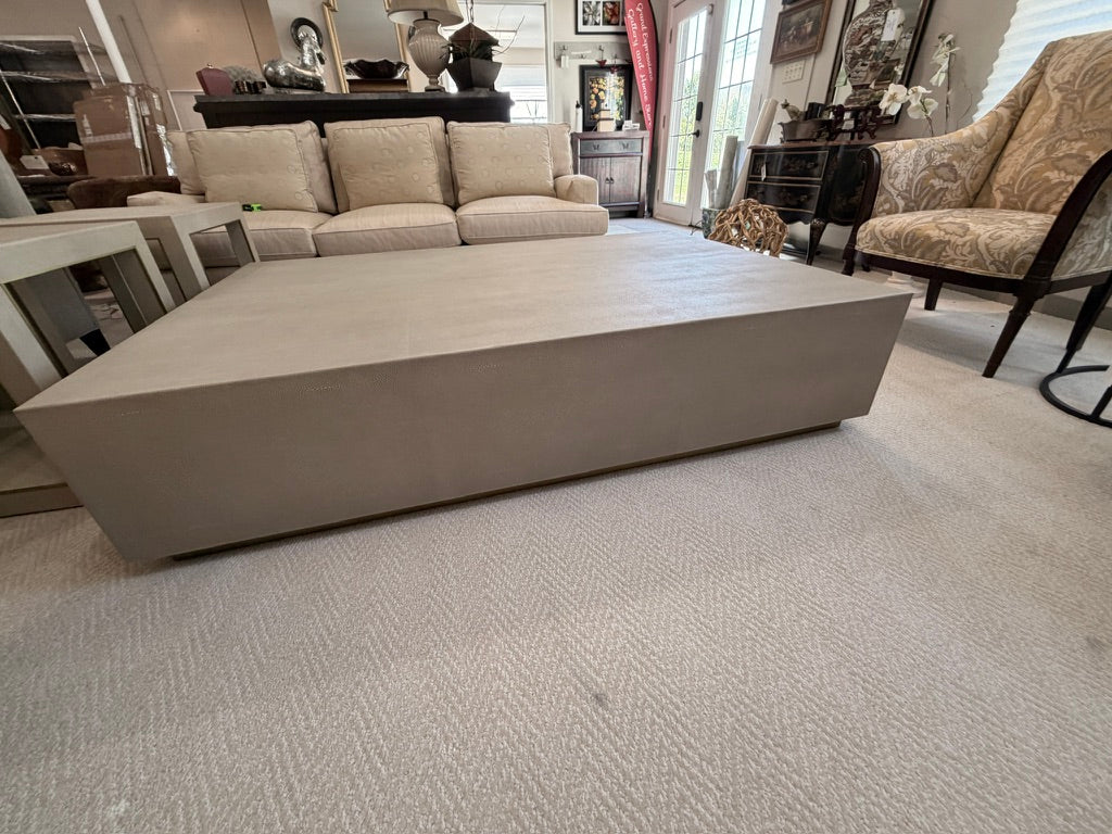 Over-Sized Leather Covered Coffee Table