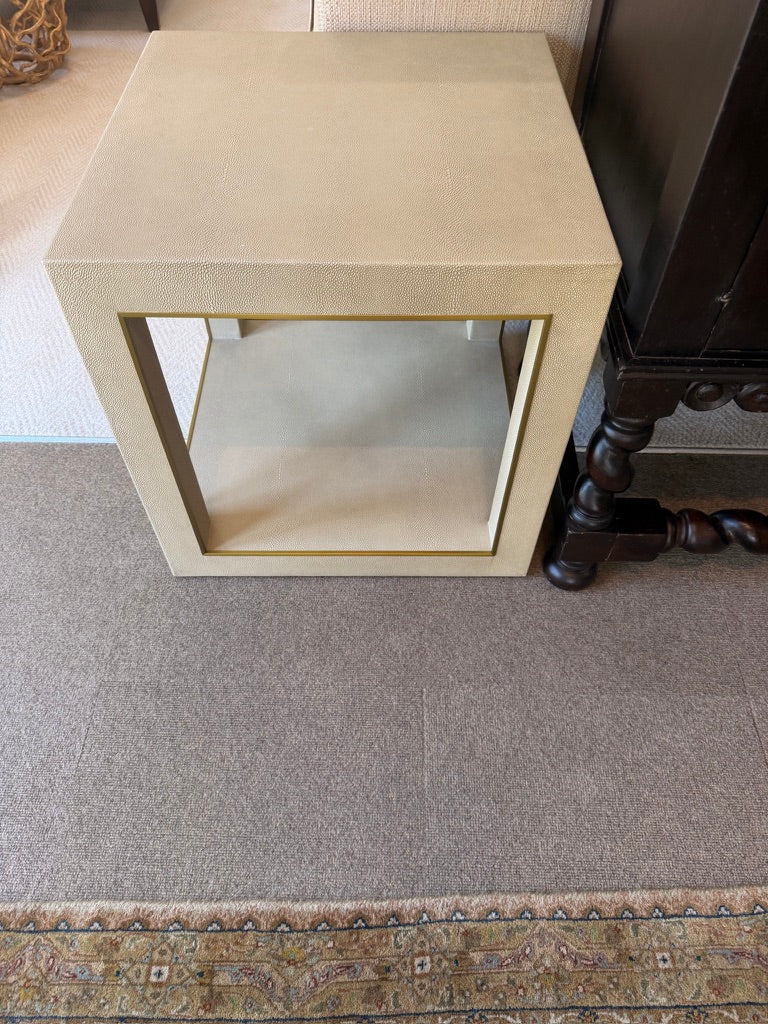 Leather Covered End Tables, Set of 2