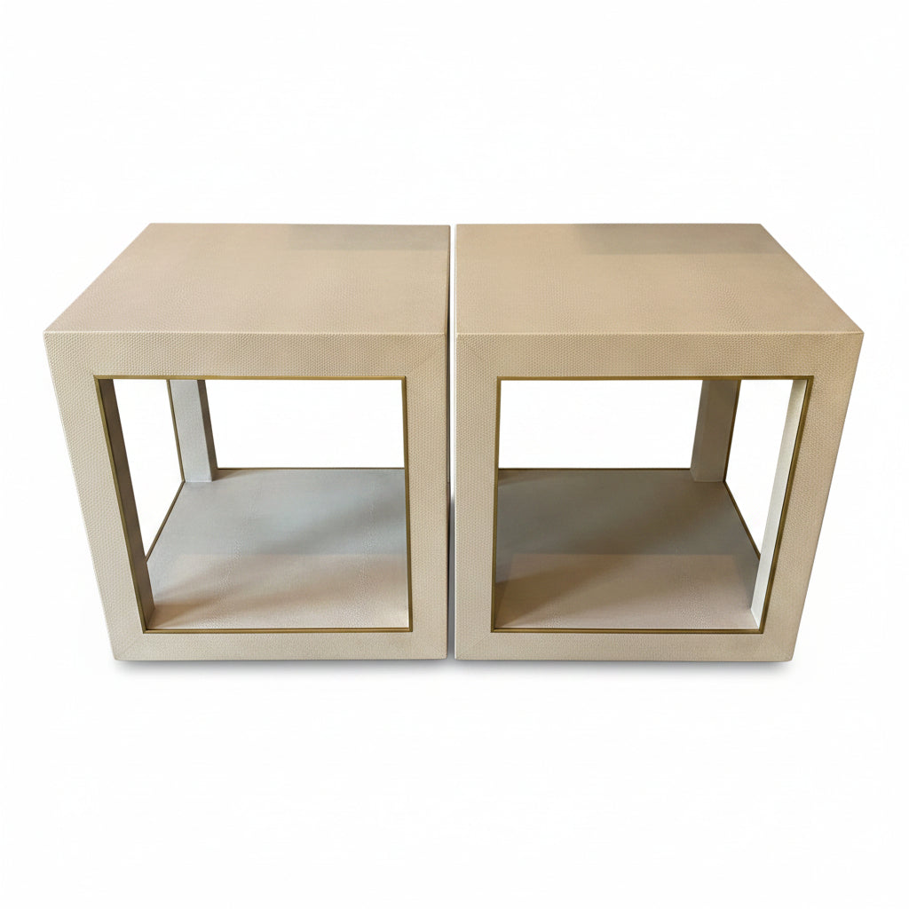 Leather Covered End Tables, Set of 2 (Matching coffee table listed separately)