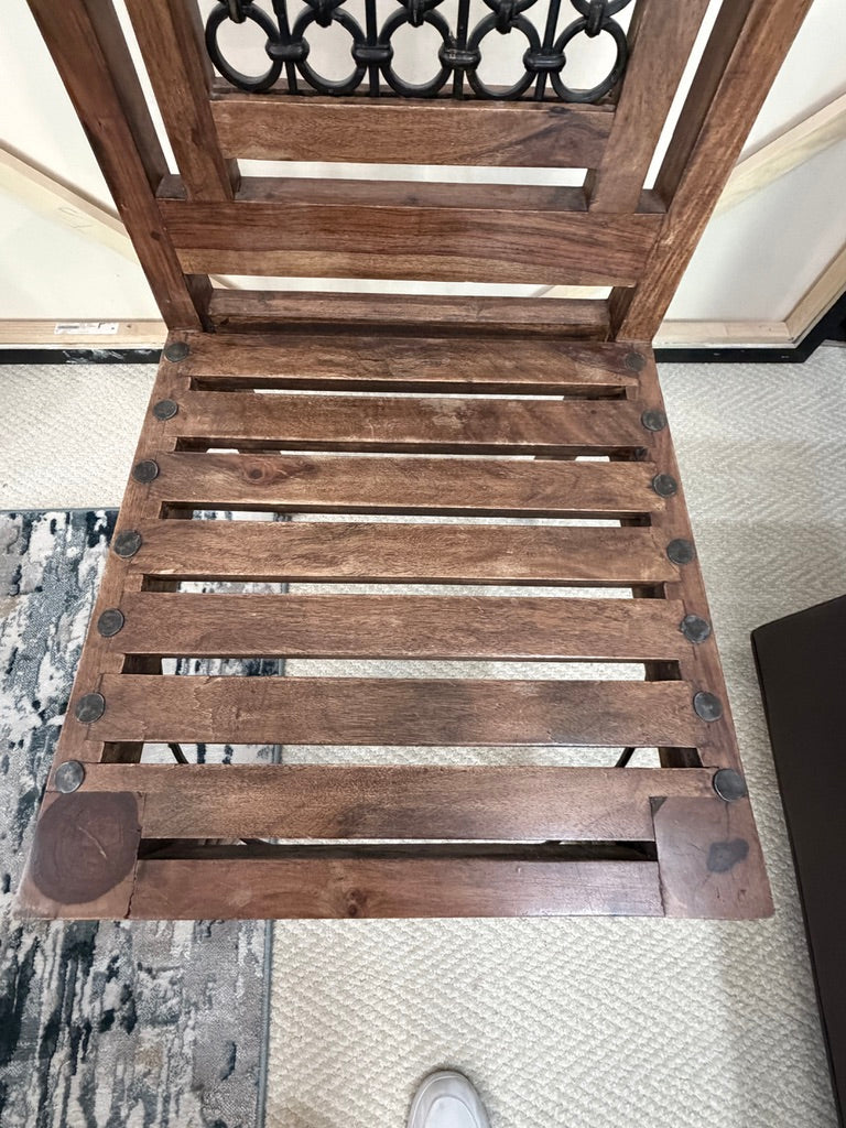 Sheesham High Back Ironwork Dining Chair