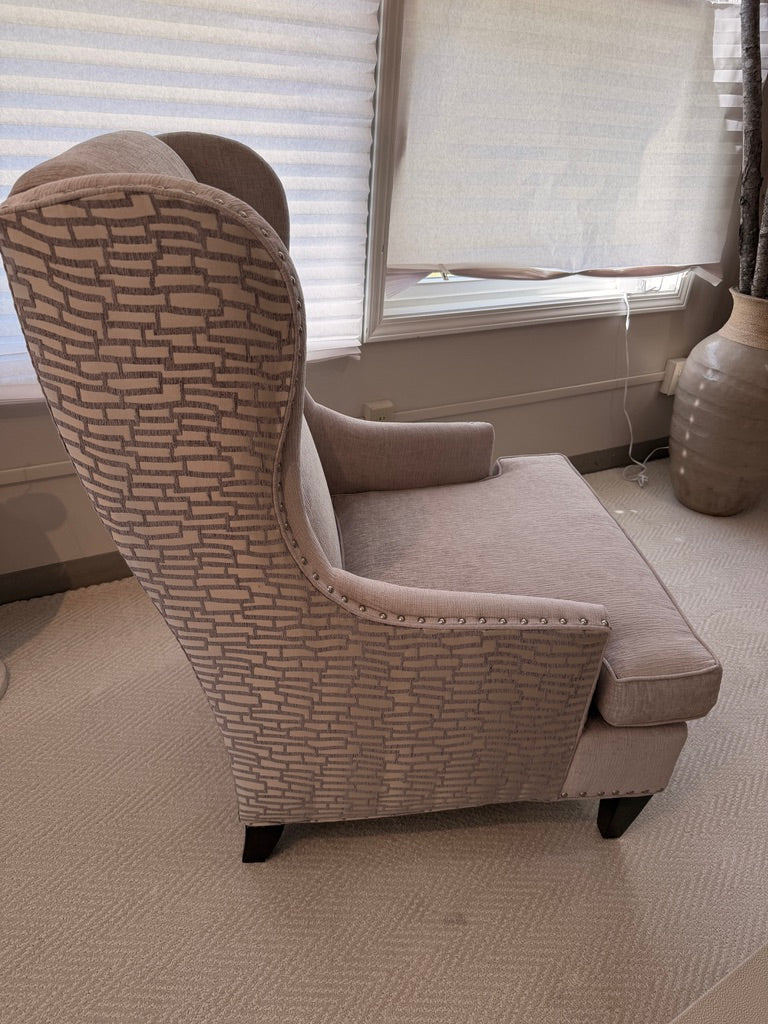 Silver and Grey Wing-back Chair by Sam Moore