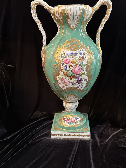 Antique French and Paris Hand Painted Porcelain Vase - Gold